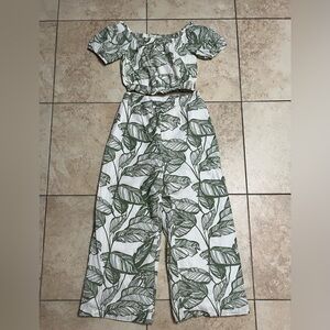 Leaf Print Set - Green and White